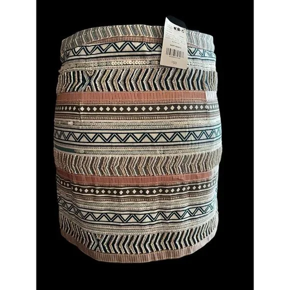 MNG Casual Skirt WOMEN 4/EUR 36 Multicolor Rosita Woven Embellished Beaded Sequi - Picture 3 of 6